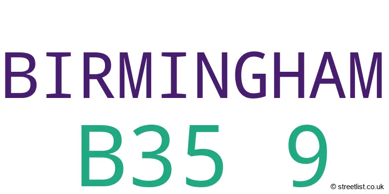 A word cloud for the B35 9 postcode